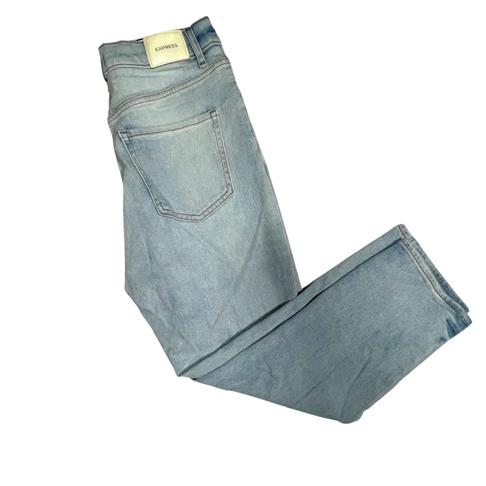 Express Blue Slim Fit Jeans Light Wash Stretch Denim Pants Women Size 8S 8 Short